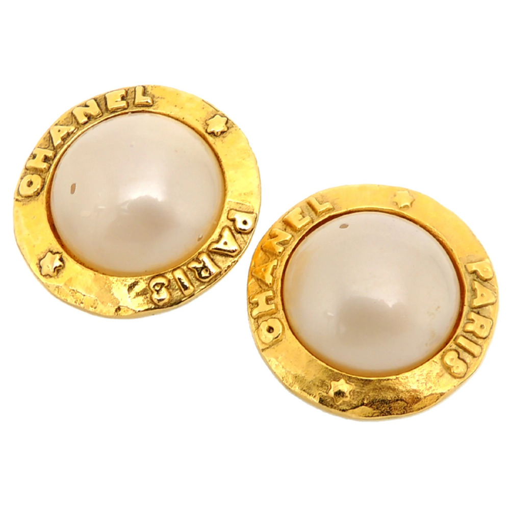 CHANEL Authentic Gold Pearl Earrings